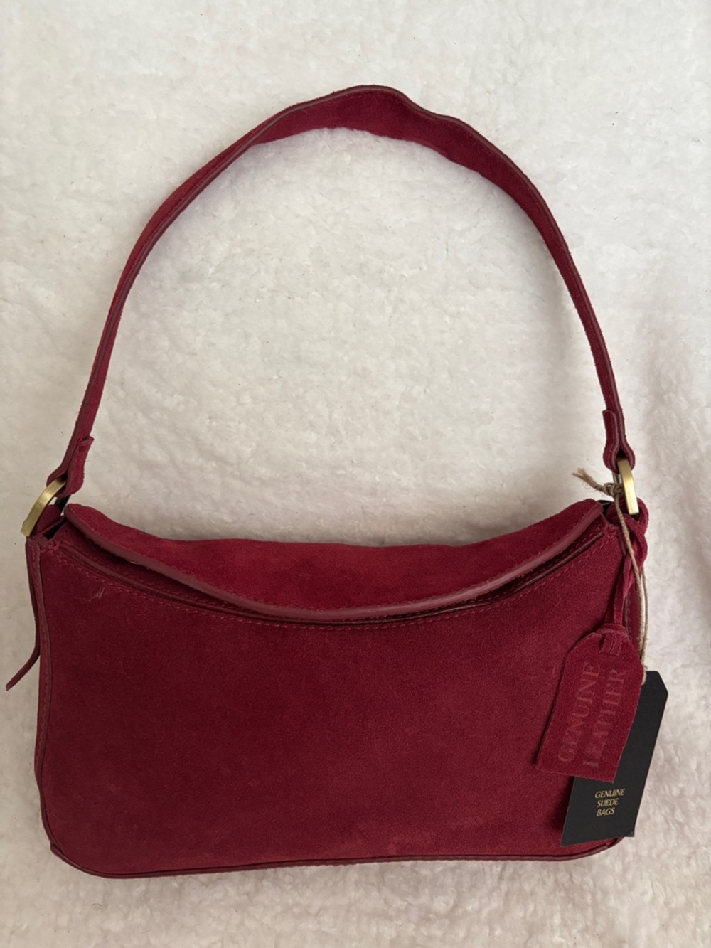 Classic Burgundy Suede Shoulder/Crossbody Bag - Stylish Everyday Carry